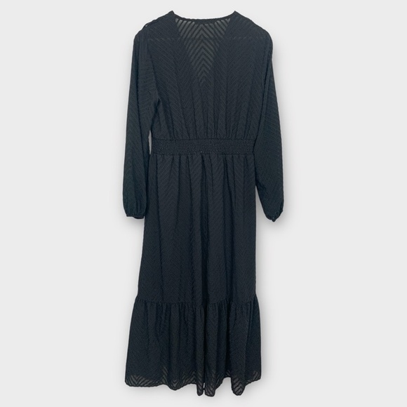 Zara Black Ruffle Tiered Midi Dress - Picture 7 of 13